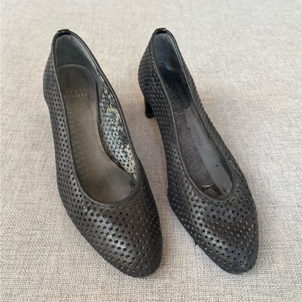 VINTAGE Stuart Weitzman Black Heels with Perforated, Airy Design